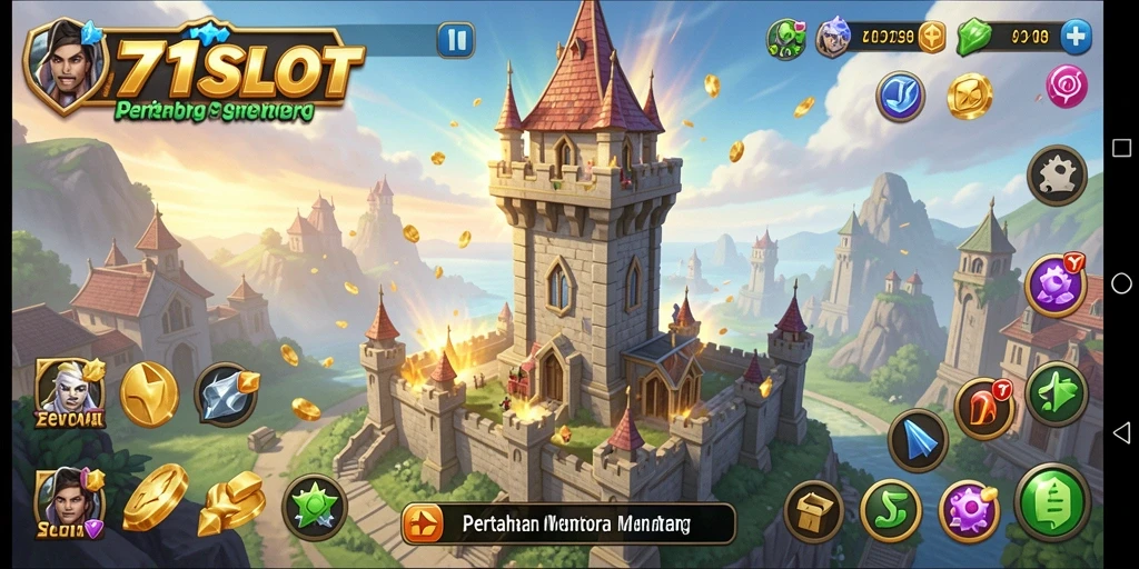 Screenshot dari gameplay 171SLOT menampilkan pertahanan menara yang strategis.