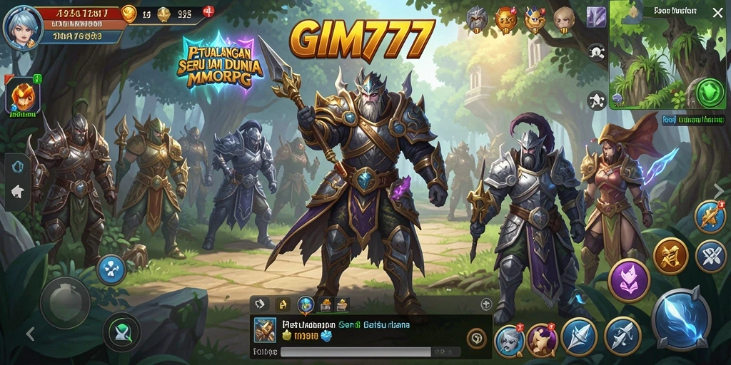 Screenshot utama GIM777 menunjukkan aksi seru dalam pertempuran MMORPG.