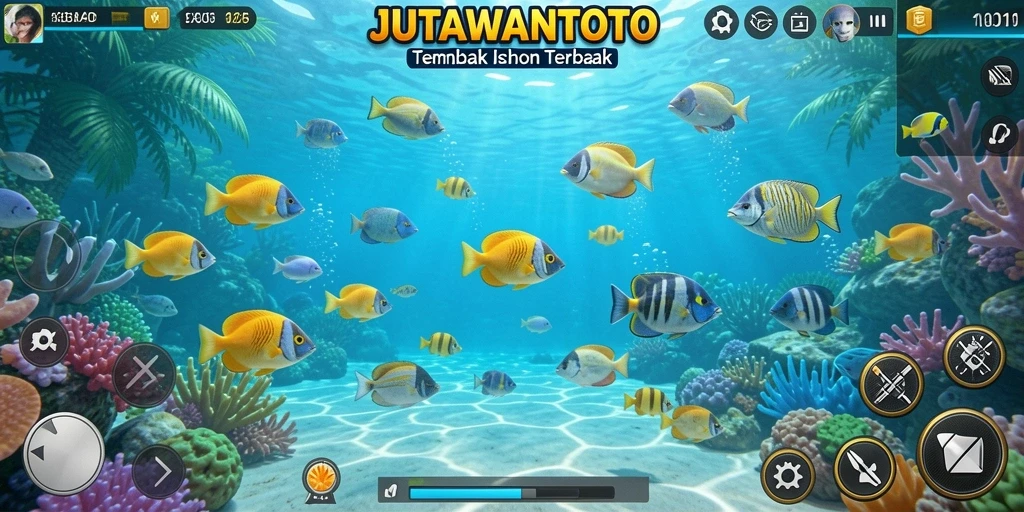 Screenshot JUTAWANTOTO menampilkan aksi seru dalam game Tembak Ikan.