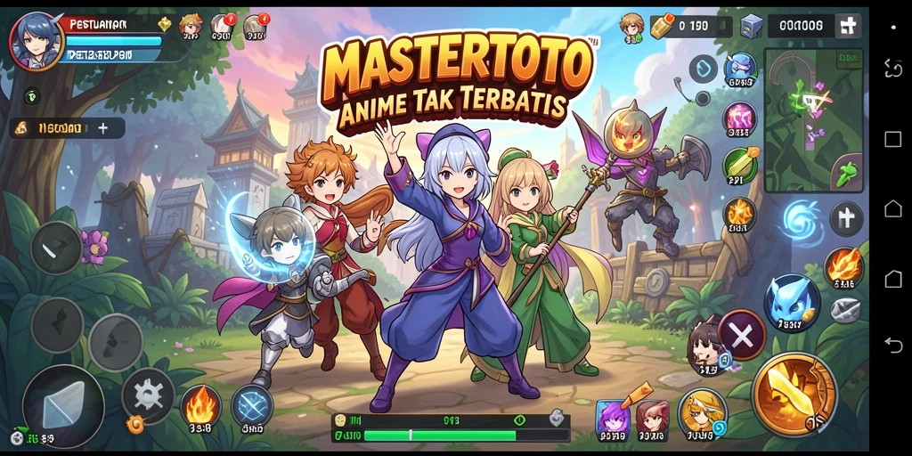 Tampilan gameplay seru MASTERTOTO dengan karakter anime yang dinamis.