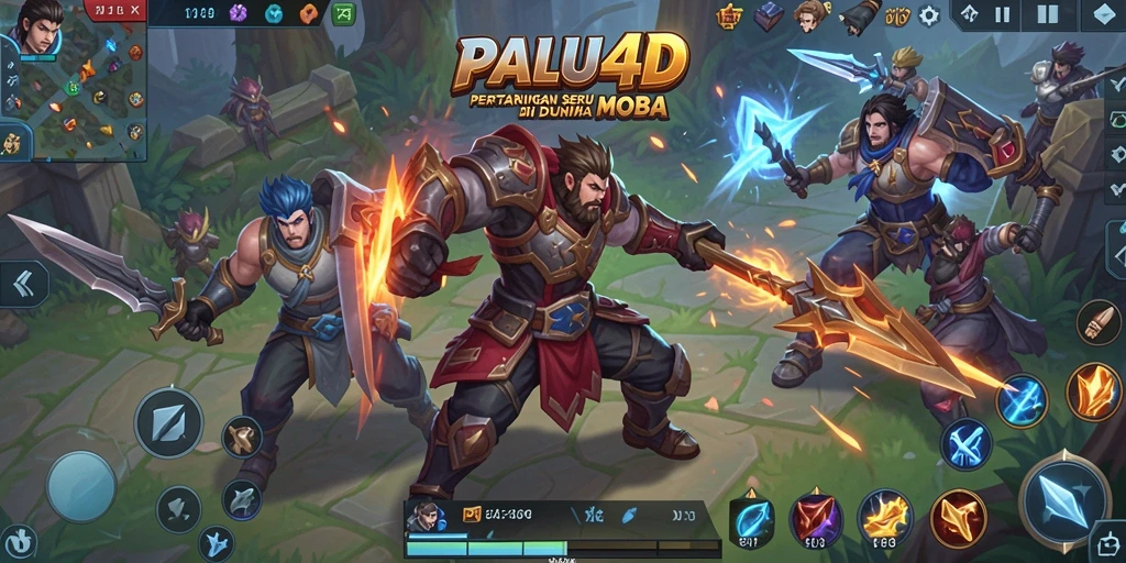 Tangkapan layar utama PALU4D menampilkan aksi gameplay MOBA yang mendebarkan.