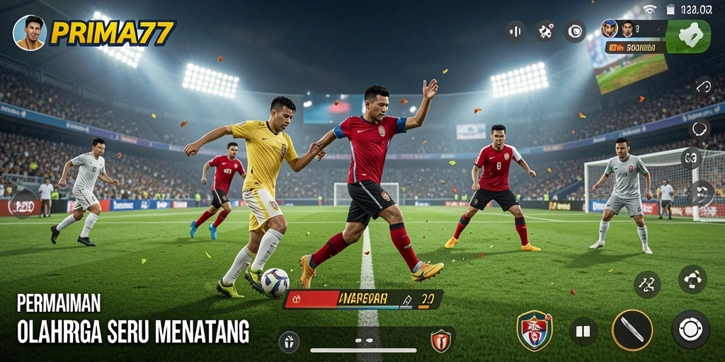 Tangkapan layar gameplay PRIMA77 menampilkan aksi seru dalam olahraga.