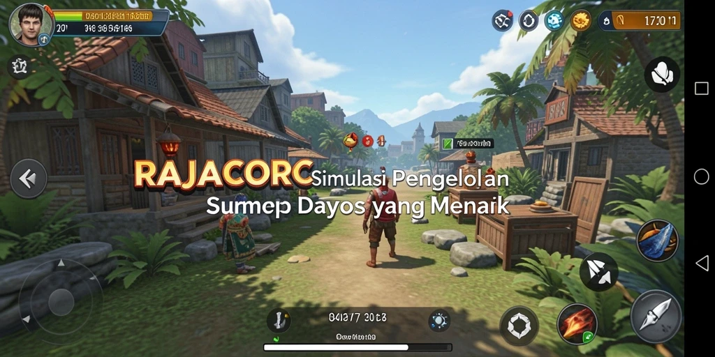 Tampilan gameplay menakjubkan dalam RAJACORC yang menunjukkan strategi pengelolaan sumber daya.