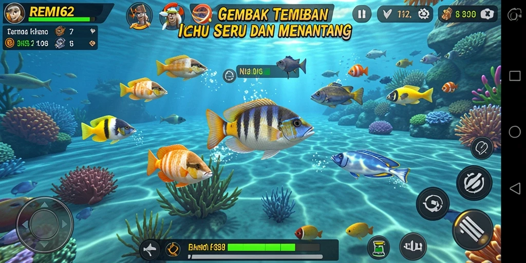 Tampilkan gameplay seru di REMI62 saat menangkap berbagai jenis ikan.