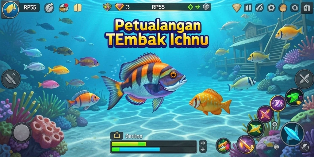 Tampilan gameplay seru dalam RP55 saat menembak ikan.