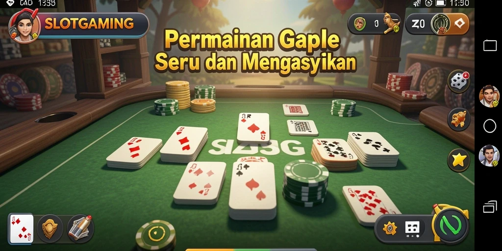 Tampilan gameplay SLOTGAMING saat bermain Gaple dengan teman.